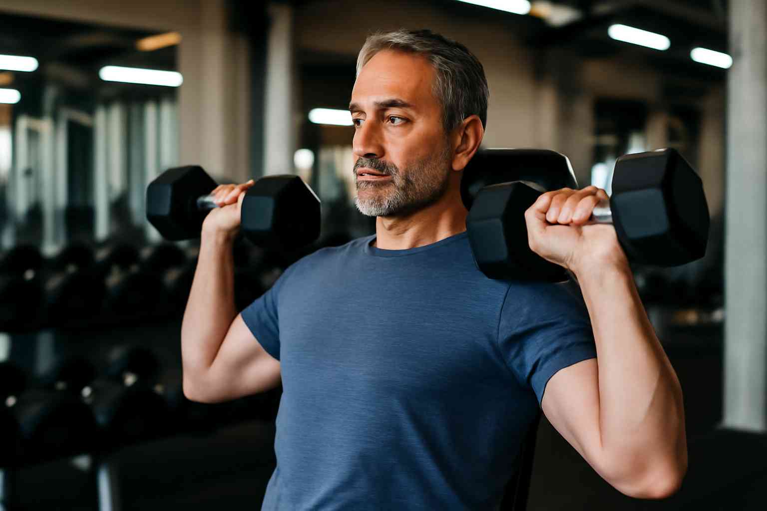 Uomo che solleva pesi in palestra