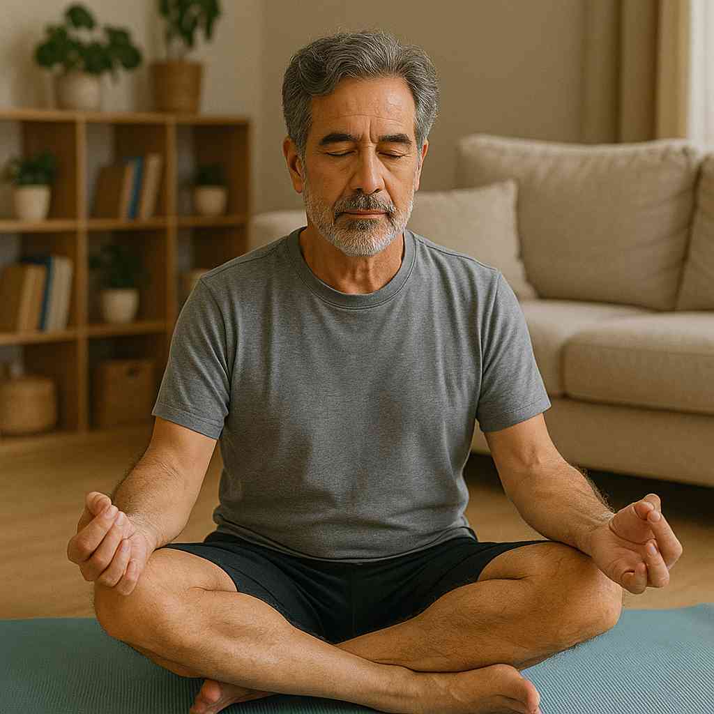 Uomo che fa yoga